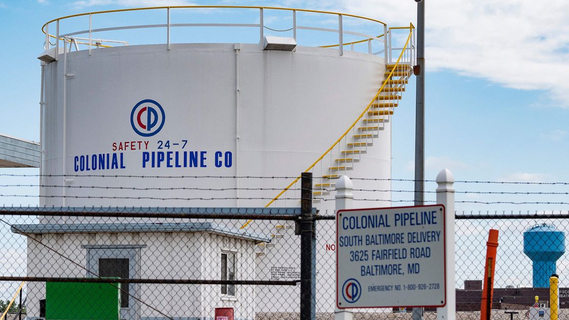 Fuel tanks at Colonial Pipeline in Baltimore, Maryland.