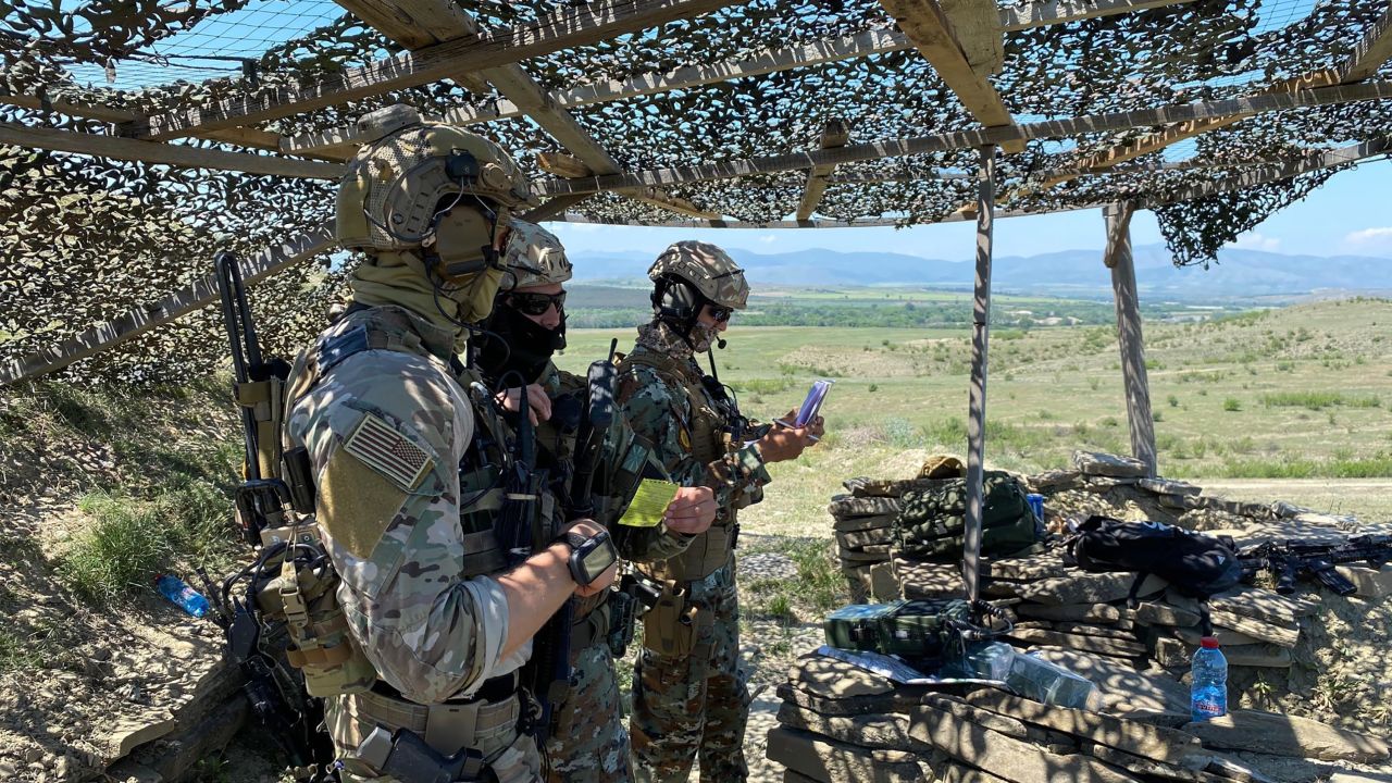 An American special tactics officer teaches Macedonian forces to call in airstrikes in North Macedonia.