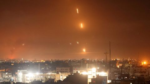 Rockets are launched towards Israel from Rafah, in southern Gaza.