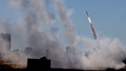 Israel's Iron Dome aerial defence system is activated to intercept a rocket launched from the Gaza Strip, controlled by the Palestinian Hamas movement, above the southern Israeli city of Ashdod, on May 12.