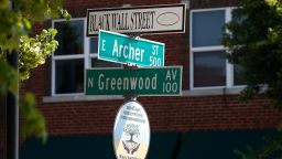 In this Monday, June 15, 2020, file photo, a sign marks the intersection of Greenwood Avenue and Archer Street, the former home of Black Wall Street, in Tulsa, Okla. 