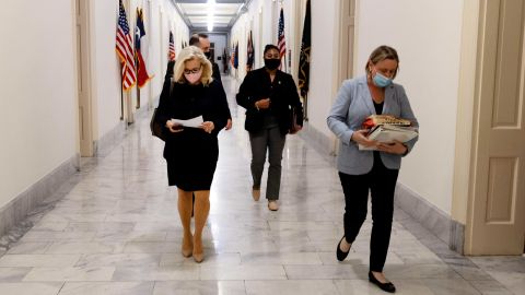 Cheney leaves her office to give her speech on the eve of her ouster. Since 2017, she has represented the same congressional seat in Wyoming that her dad once held.