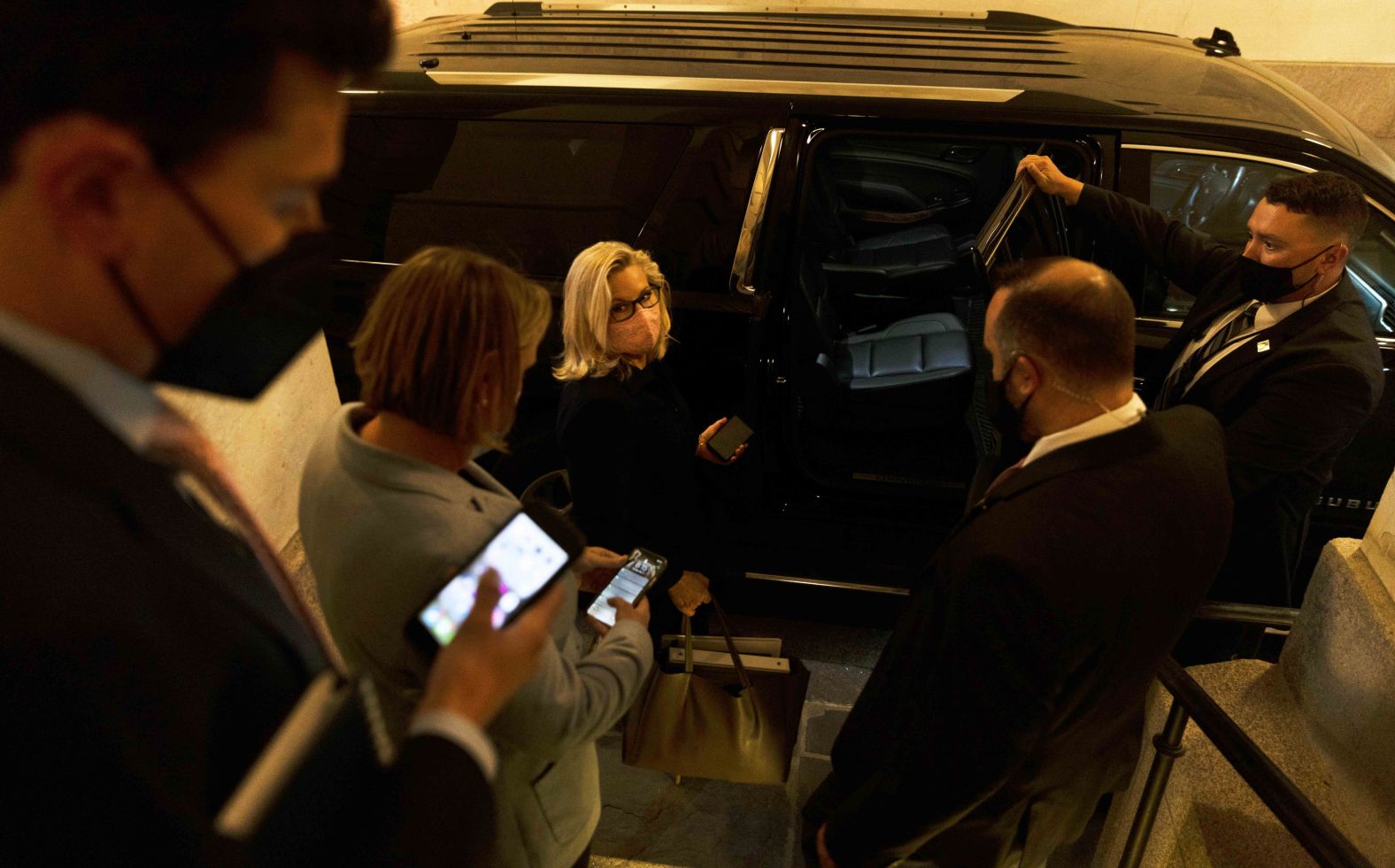 Cheney heads back after her speech Tuesday night. "She's not a yeller and a screamer," photographer David Hume Kennerly said. "As you've seen from her statements, she's very measured. That's just her personality. She's very strong."