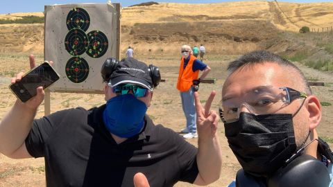 AAPI GO co-founder Scott Kane (left) and member Philip Pang (right) pose for a picture at the Livermore Pleasanton Rod & Gun Club in Livermore, California, in this undated photo.