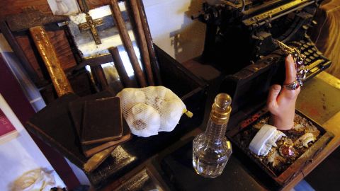 Garlic -- supposedly the most popular "vampire repellent" -- is displayed in the world's first vampire museum in Paris on April 1, 2005. 