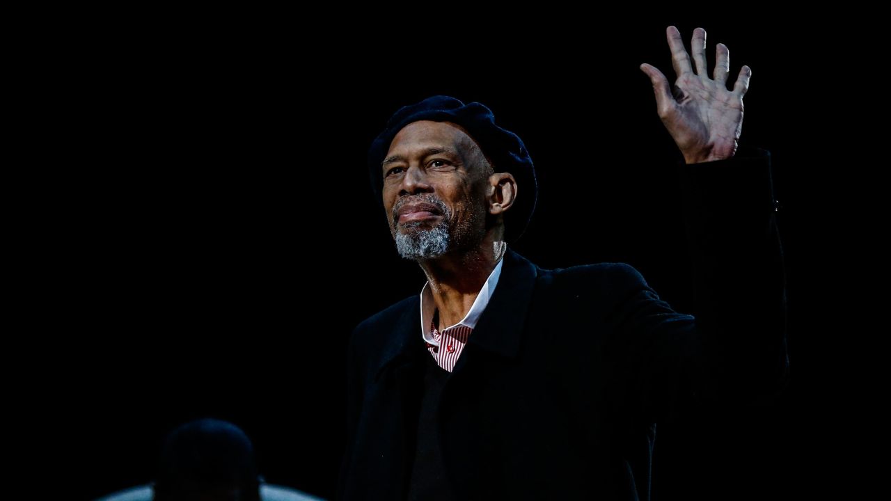 Abdul-Jabbar attends the NBA Paris Game match between Charlotte Hornets and Milwaukee Bucks on January 24, 2020.