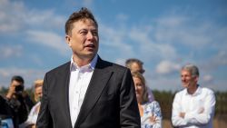 GRUENHEIDE, GERMANY - SEPTEMBER 03: Tesla head Elon Musk talks to the press as he arrives to to have a look at the construction site of the new Tesla Gigafactory near Berlin on September 03, 2020 near Gruenheide, Germany. Musk is currently in Germany where he met with vaccine maker CureVac on Tuesday, with which Tesla has a cooperation to build devices for producing RNA vaccines, as well as German Economy Minister Peter Altmaier yesterday. (Photo by Maja Hitij/Getty Images)