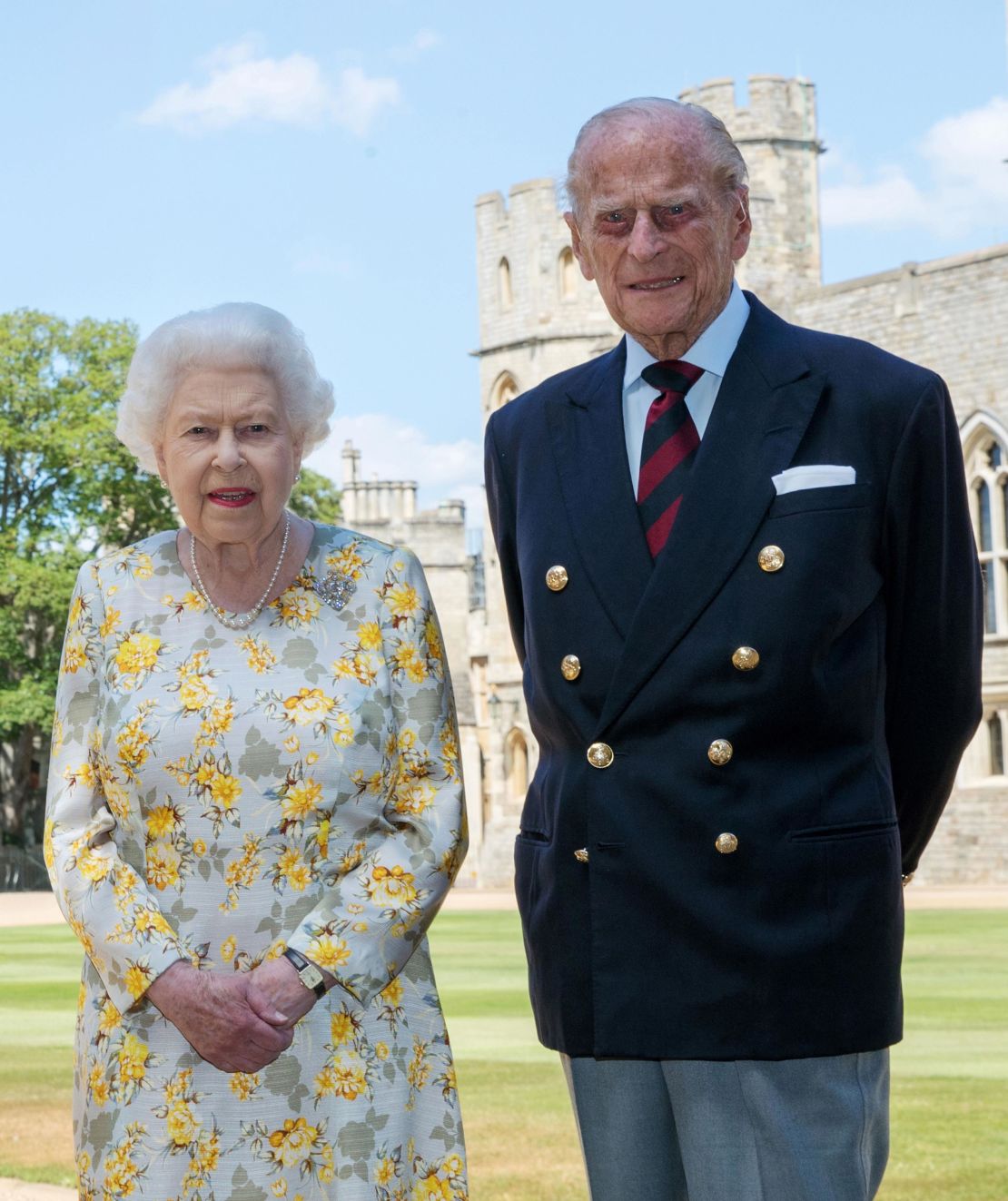 Queen Elizabeth II and the Duke of Edinburgh posed for a portrait last June in the quadrangle of Windsor Castle ahead of Philip's 99th birthday.