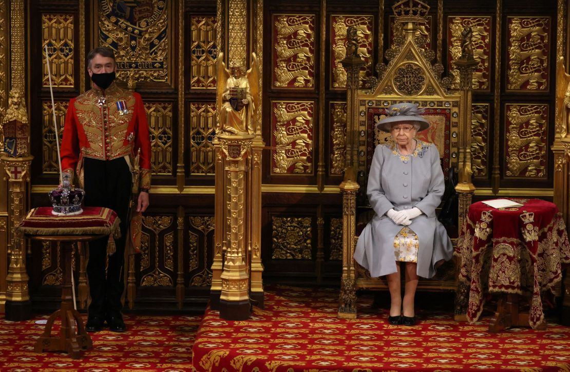 On the Queen's right is the Imperial State Crown.