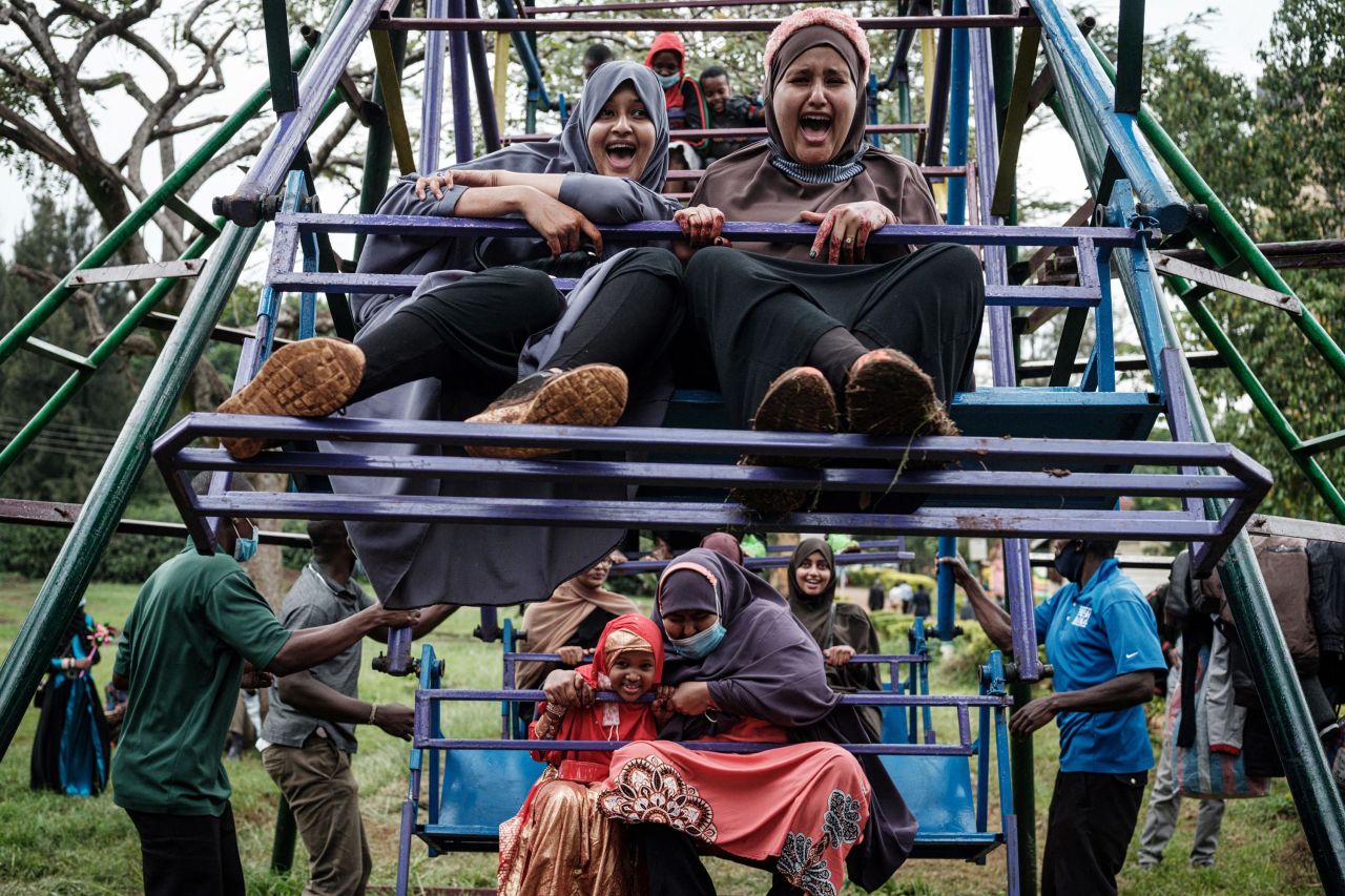 Muslims ride a Ferris wheel in Nairobi, Kenya, during Eid al-Fitr celebrations on May 13.