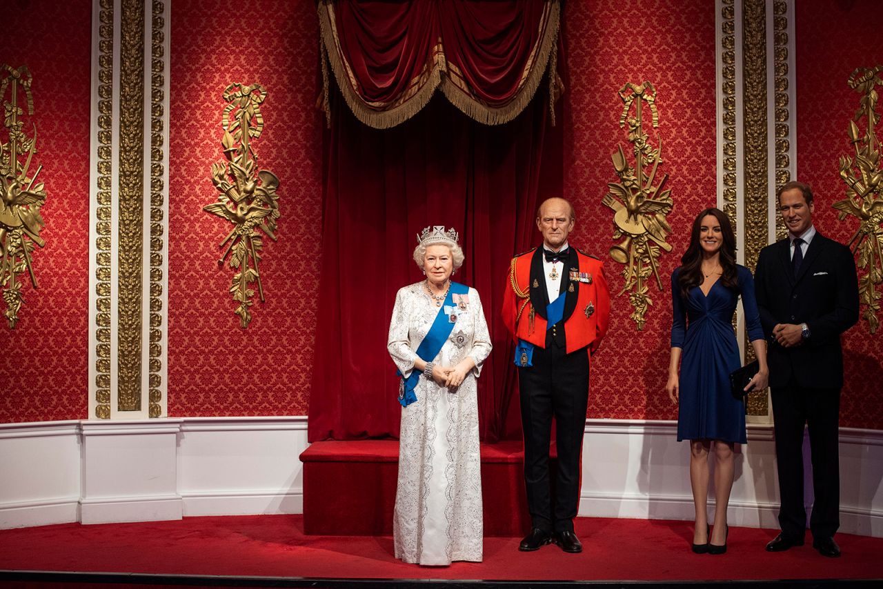 A picture of Madame Tussauds London's royal display in 2020, after Prince Harry and Meghan Markle's waxworks were removed.
