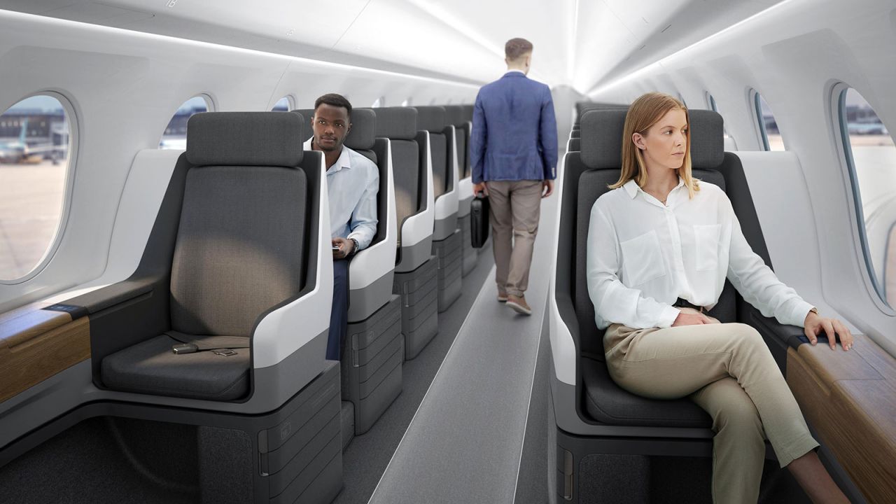 <strong>What the cabin might look like:</strong> "We want supersonic flight to be a great experience, but available to lots of people. So it's premium, but it's not necessarily luxury," says Scholl. 