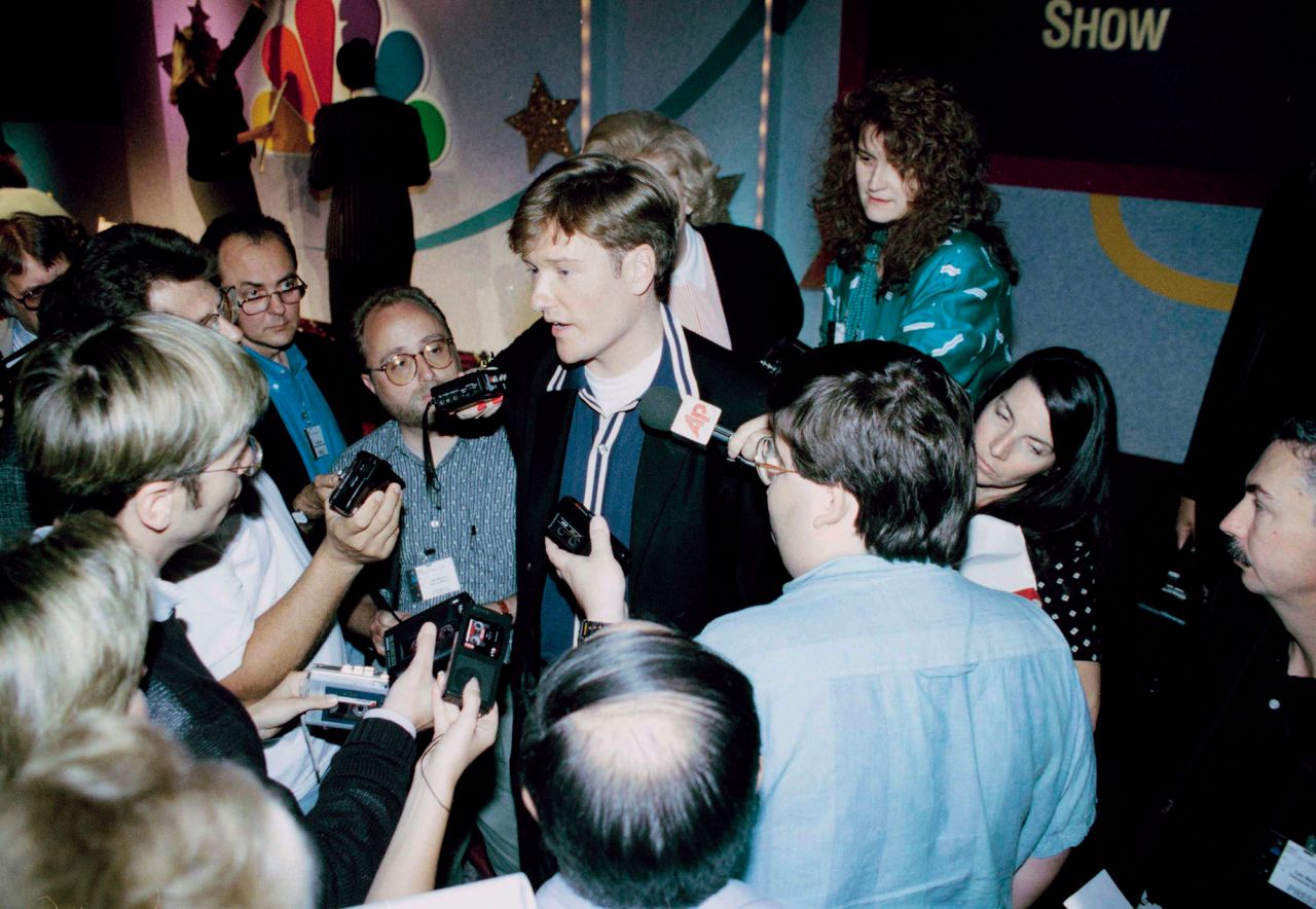 Conan O'Brien is seen backstage on the set of his show "Conan" in 2019. He's been a late-night host for nearly 30 years.