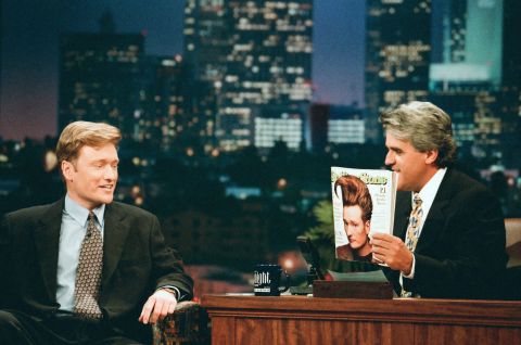 O'Brien is the guest as he appears on "The Tonight Show with Jay Leno" in 1996. In 2009, O'Brien would replace Leno as "The Tonight Show" host — at least for a short while.