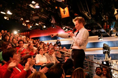 O'Brien warms up the crowd at one of his "Late Night" tapings.