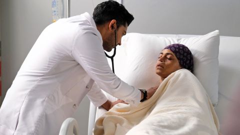 Manish Dayal, left,and guest star Cara Ricketts in the "Hope in the Unseen" episode of "The Resident," which aired May 4.  