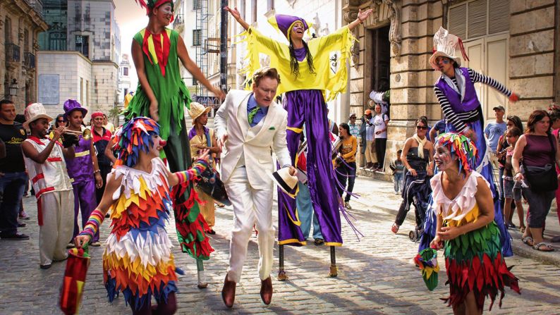 O'Brien dances in Cuba in 2015. He became <a href="index.php?page=&url=https%3A%2F%2Fwww.cnn.com%2F2015%2F02%2F16%2Fentertainment%2Ffeat-conan-obrien-show-cuba%2Findex.html" target="_blank">the first American late-night host to do a show in Cuba in more than 50 years.</a>