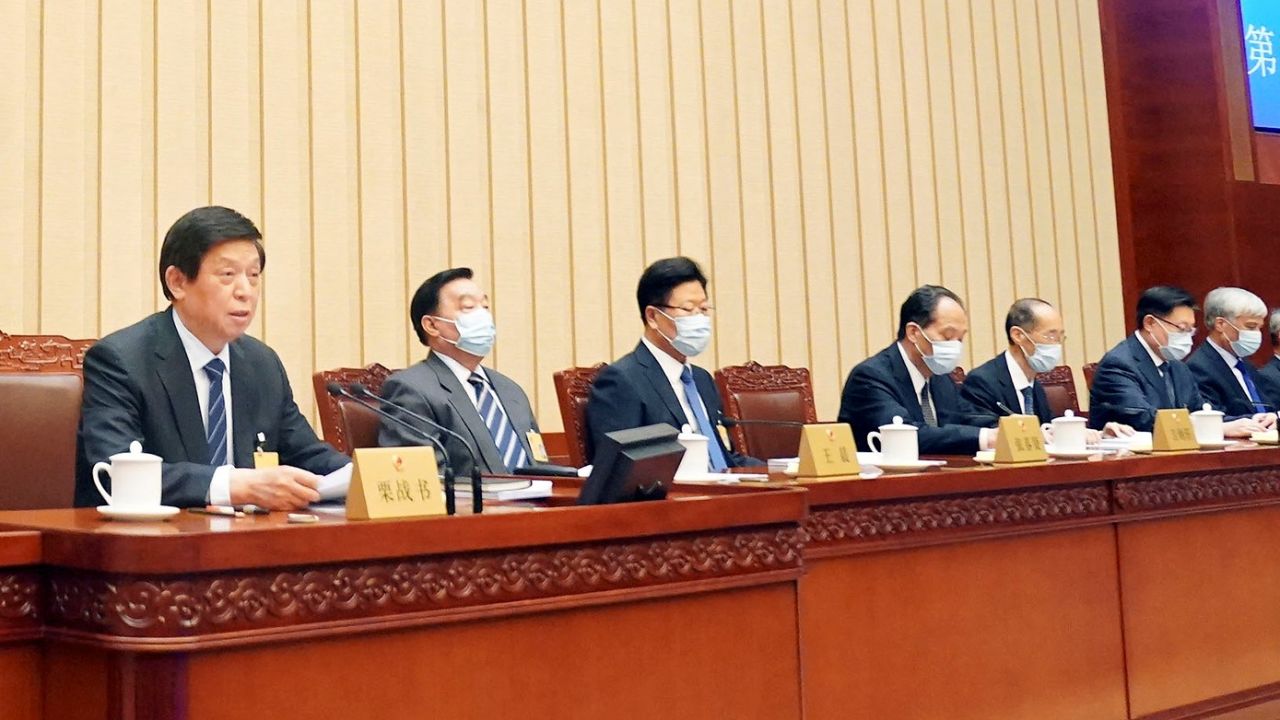 The closing meeting of the 13th National People's Congress Standing Committee in Beijing, China, on October 17, 2020. 