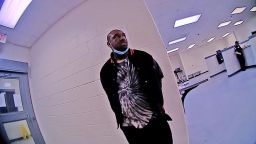 Sutherland is seen inside the detention center in a still taken from body cam footage of the North Charleston Officers who brought him there. 