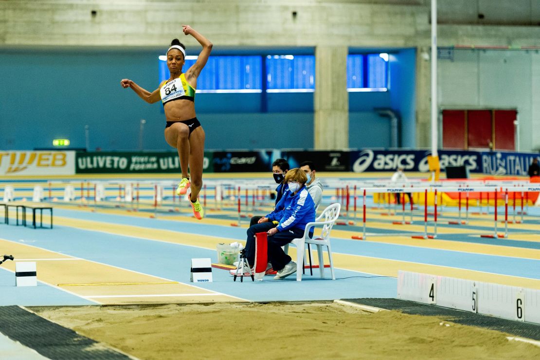 Iapichino competes in the women's long jump at the Italian indoor championships in Ancona on February 20. 