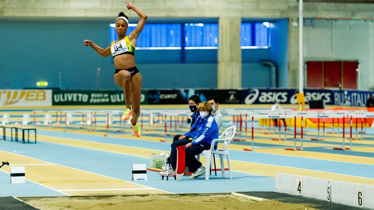 Iapichino competes in the women's long jump at the Italian indoor championships in Ancona on February 20. 