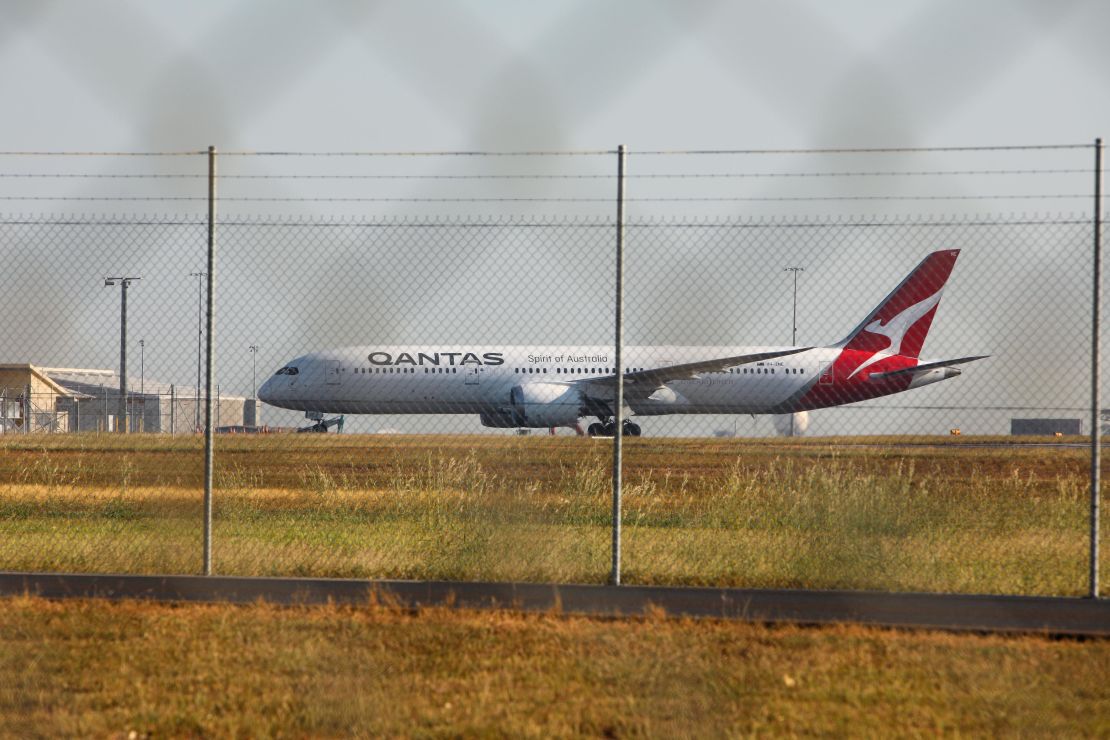Qantas flight QF112 touches down at RAAF Base Darwin on May 15 carrying Australians fleeing coronavirus in India. 