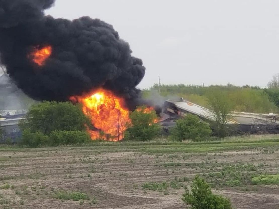 The derailment in Sibley, Iowa, happened at around 2 p.m. Sunday.