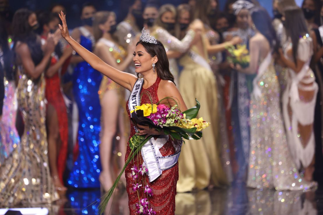 Miss Mexico Andrea Meza is crowned Miss Universe onstage at the Seminole Hard Rock Hotel and Casino on May 16 in Hollywood, Florida.
