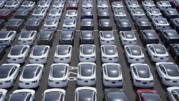 Tesla Inc. vehicles in a parking lot after arriving at a port in Yokohama, Japan, on Monday, May 10, 2021. Tesla sold a record of almost 185,000 vehicles in the first three months of the year despite having issues rolling out new versions of the Model S and X.  Photographer: Toru Hanai/Bloomberg via Getty Images