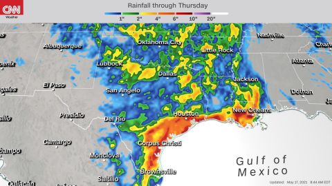 Forecast rainfall through Thursday