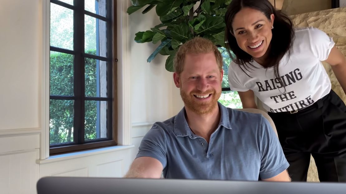 Footage of Harry and Meghan was included in the trailer. 