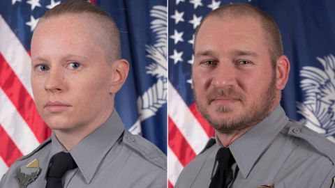 Sgt. Lindsay Fickett, left, and Detention Deputy Brian Houle, right.