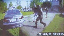 This still taken from bodycam footage released at a morning news conference on May 18 by the Pasquotank County District Attorney, Andrew Womble, shows the attempted arrest in which Andrew Brown Jr. was killed. District Attorney Womble said Andrew Brown was inside the car on the left.