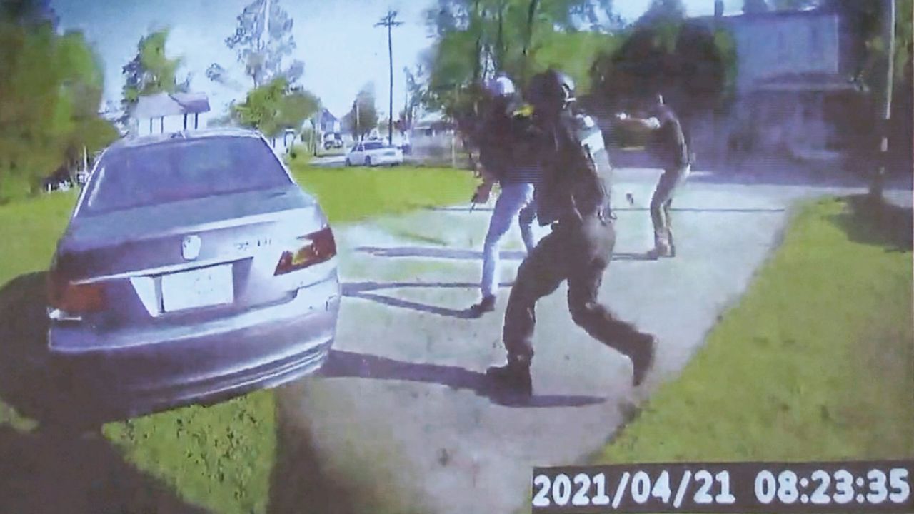 Portions of body camera footage released at a news conference on May 18, 2021, by Pasquotank County showed the attempted arrest in which Andrew Brown Jr. was killed. The county district attorney said Brown was inside the car on the left.