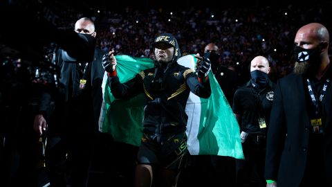 Usman enters the arena prior to facing Jorge Masvidal on April 25.