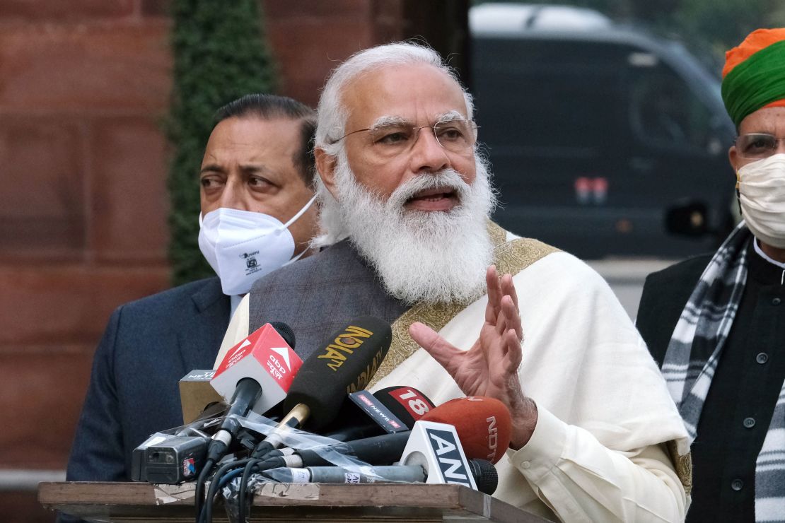 Narendra Modi, India's prime minister, during a news conference at Parliament House on the opening day of the Budget Session in New Delhi, India, on  January 29.