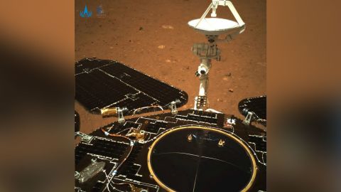 The color image taken by the rover's navigation camera shows the solar panel and antenna have unfolded normally after landing, China said. 