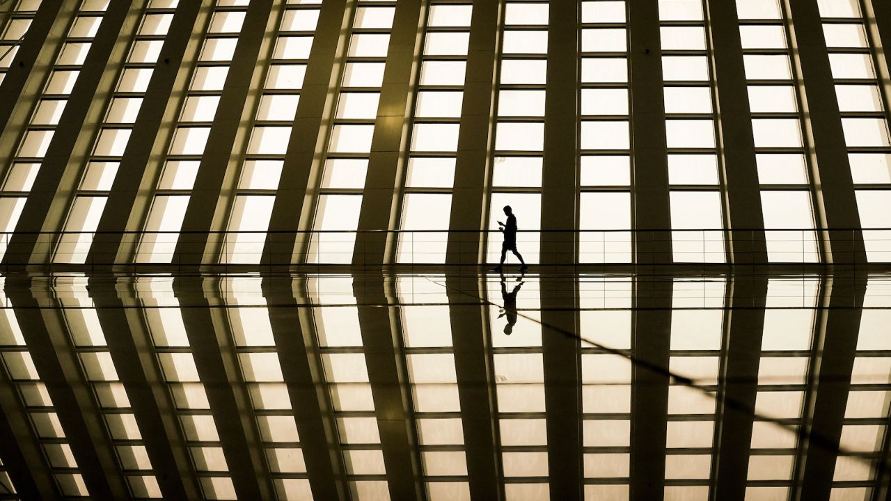 No cold platforms here. A passenger waits to board their train at a high-speed railway station in Shanghai. 
