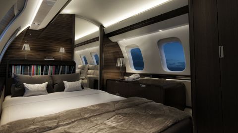 A private suite on board the Global 7500. 