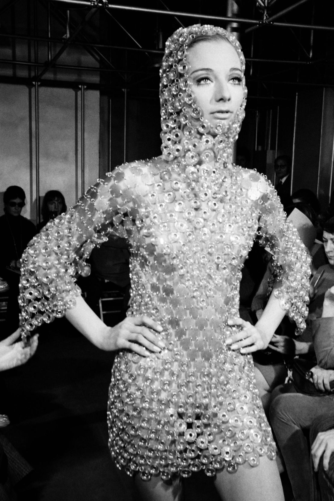 Paco Rabanne's early sci-fi designs made models look like they were dripping in metal.