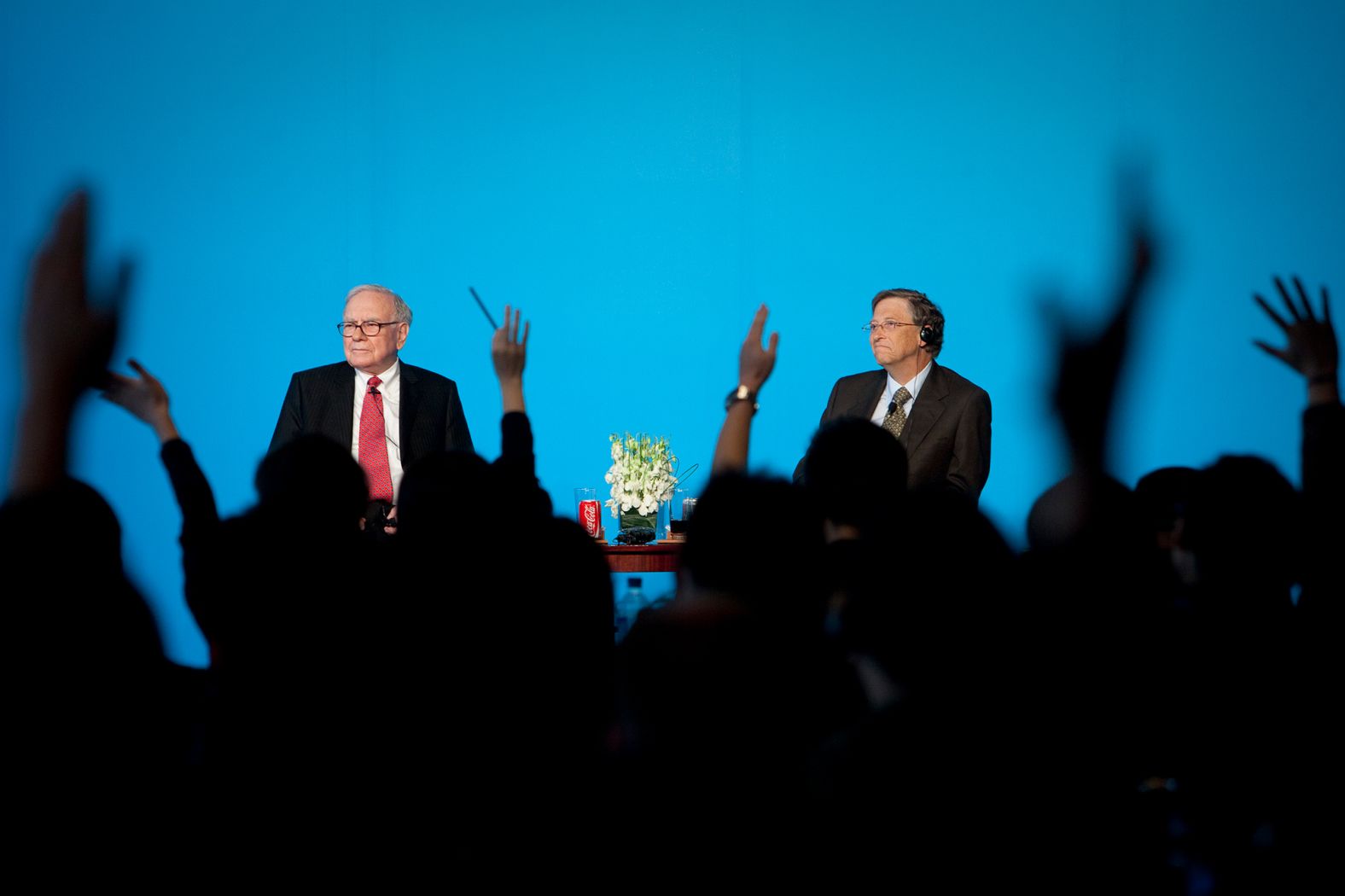 Gates and <a href="http://www.cnn.com/2020/08/30/us/gallery/warren-buffett-life-in-pictures/index.html" target="_blank">Warren Buffett</a>, the chairman of Berkshire Hathaway Inc., take questions at a news conference in Beijing in 2010. That year, the two launched The Giving Pledge, which encourages the world's billionaires to dedicate the majority of their wealth to philanthropic causes.