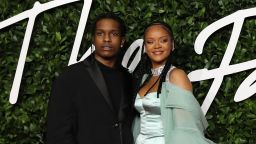 Barbadian singer Rihanna and US rapper A$AP Rocky pose on the red carpet upon arrival at The Fashion Awards 2019 in London on December 2, 2019. 