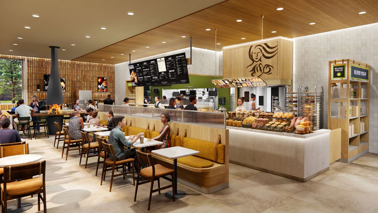A rendering of a newly designed Panera.