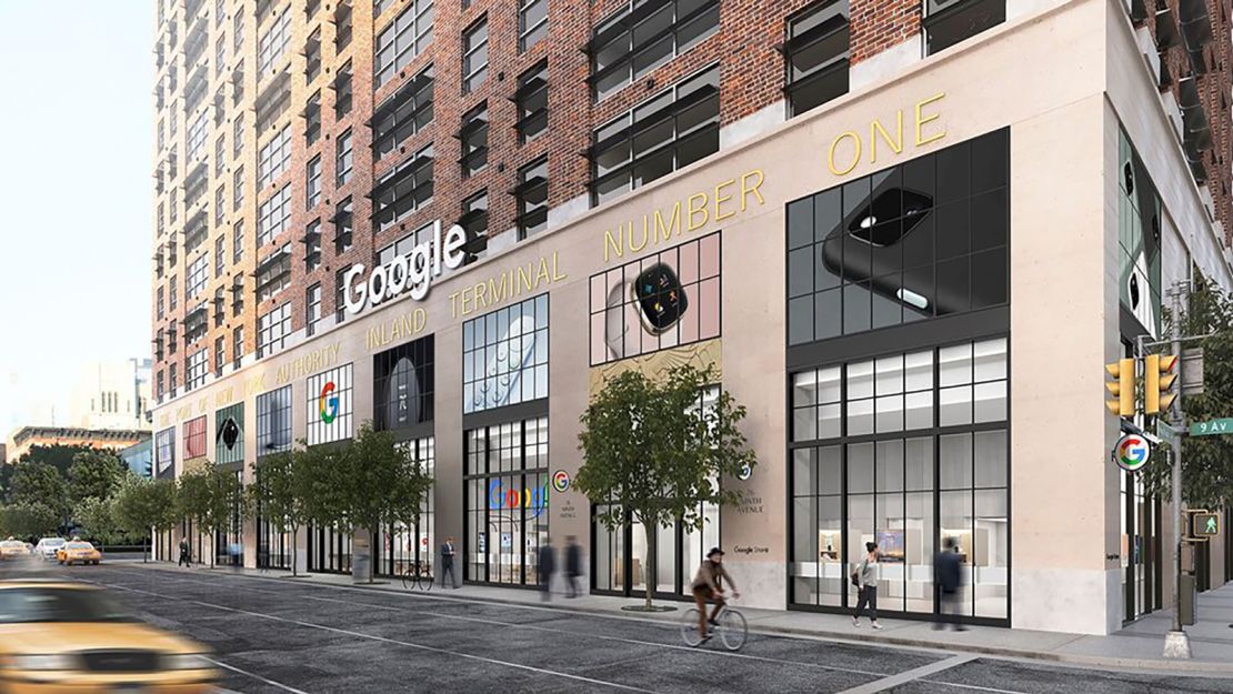 A rendering of the new Google Store in Chelsea, Manhattan, which will be open to the public in Summer 2021. 