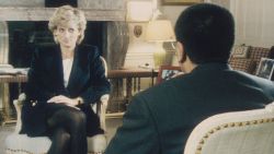 Martin Bashir interviews Princess Diana in Kensington Palace for the BBC television program "Panorama" in 1995.
