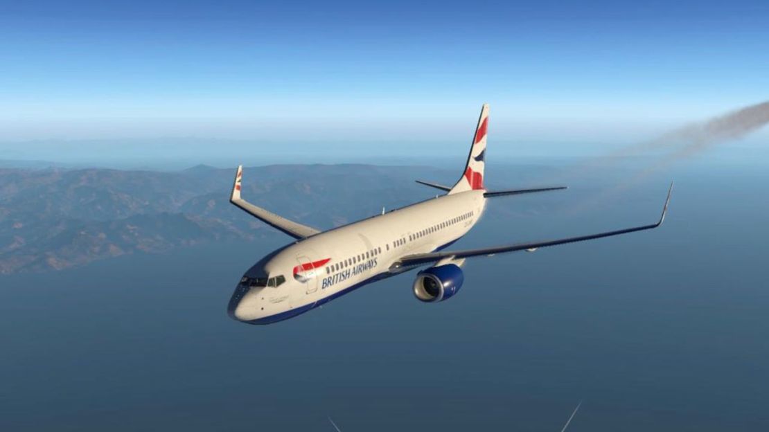 Adam Longbottom's 'flight' in a Boeing 737-800 along the Italian Riviera.