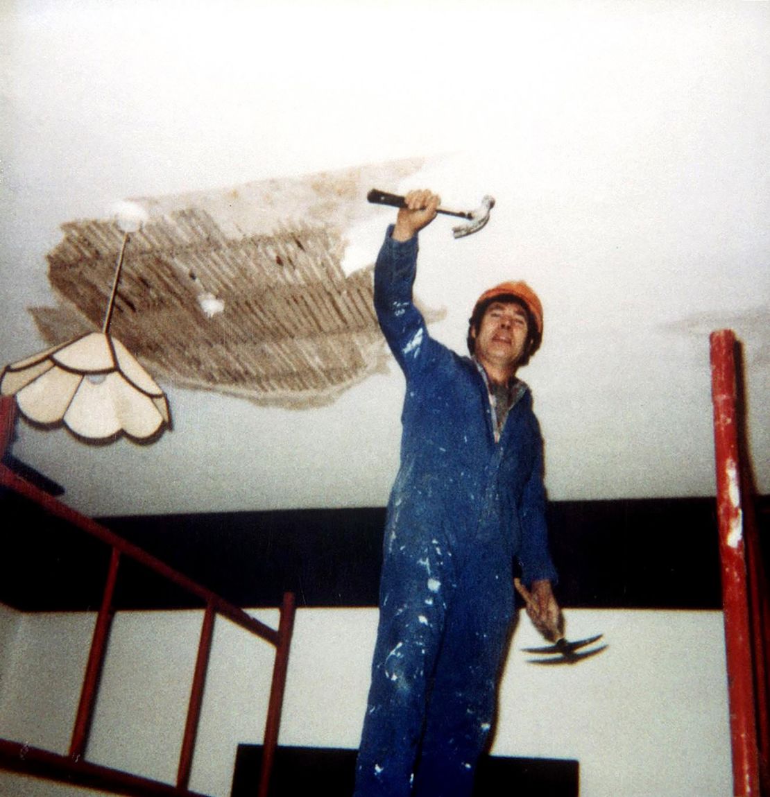 Fred West is seen working on the renovation of a home for autistic adults in Nailsworth, Gloucestershire.