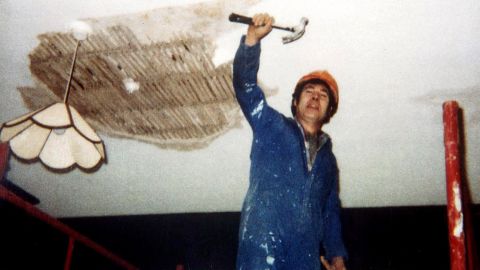 Fred West is seen working on the renovation of a home for autistic adults in Nailsworth, Gloucestershire.