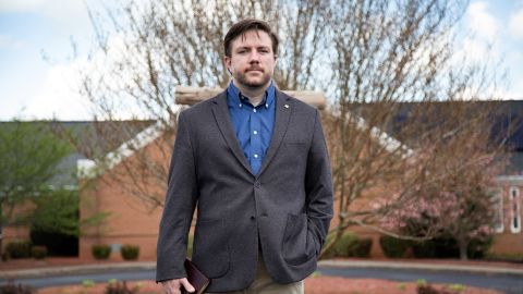 Ben Marsh is a pastor at First Alliance Church in Winston-Salem, North Carolina. He has seen members of his church share conspiracy theories on their social media pages. (John General/CNN)