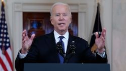 President Joe Biden speaks about a cease-fire between Israel and Hamas, in the Cross Hall of the White House, Thursday, May 20, 2021, in Washington. (AP Photo/Evan Vucci)